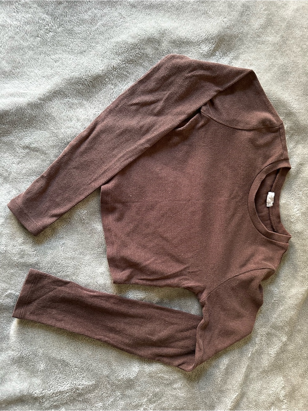 Womens brown Long Sleeve Crewneck crop top Garage